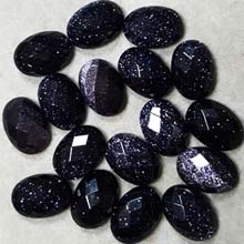 10X14MM FACETED OVAL CABOCHON BLUE GOLD STONE(8PCS/BAG)